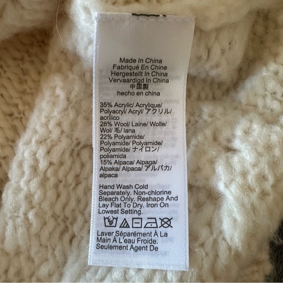 J.CREW cable-knit V-neck Ivory Wool Alpaca Blend Vest Size L - Picture 12 of 13